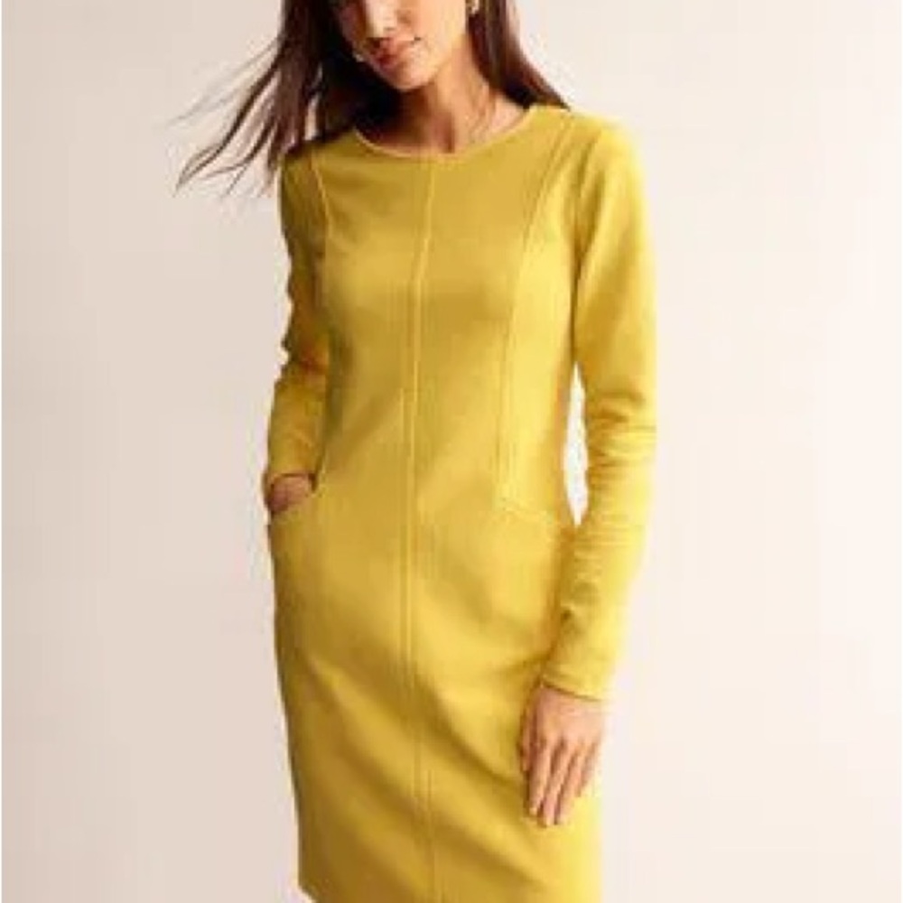 Boden Ellen Ottoman Dress Yellow US 8R UK 12R